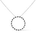 .925 Sterling Silver 2.0 Cttw Alternating Black and White Diamond Open Hoop Circle Pendant Necklace (H-I Color, I2-I3 Clarity) - 18 Inches