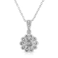.925 Sterling Silver Diamond Accent Sunburst Milgrain 18in Pendant Necklace (I-J Color, I1-I2 Clarity)