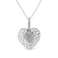 .925 Sterling Silver Pave-Set Diamond Accent Heart Shape 18in Pendant Necklace (I-J Color, I1-I2 Clarity)
