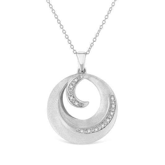 .925 Sterling Silver Pave-Set Diamond Accent Fashion Circle 18in Pendant Necklace (I-J Color, I1-I2 Clarity)