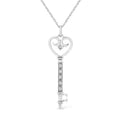 .925 Sterling Silver Pave and Bezel-Set Diamond Accent Key 18in Heart and Lock Pendant Necklace (K-L Color, I1-I2 Clarity)
