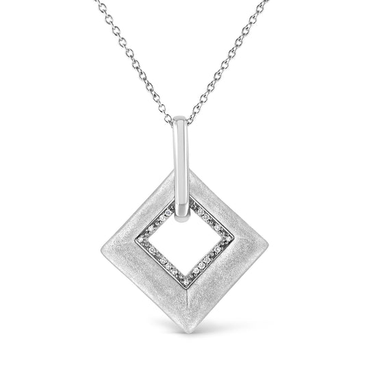 .925 Sterling Silver Pave-Set Diamond Accent Kite Shape 18in Pendant Necklace (I-J Color, I1-I2 Clarity)