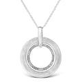 .925 Sterling Silver Prong-Set Diamond Accent Satin Finished Double Circle 18in Pendant Necklace (I-J Color, I1-I2 Clarity)