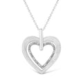 .925 Sterling Silver Prong-Set Diamond Accent Double Heart 18in Pendant Necklace (I-J Color, I1-I2 Clarity)
