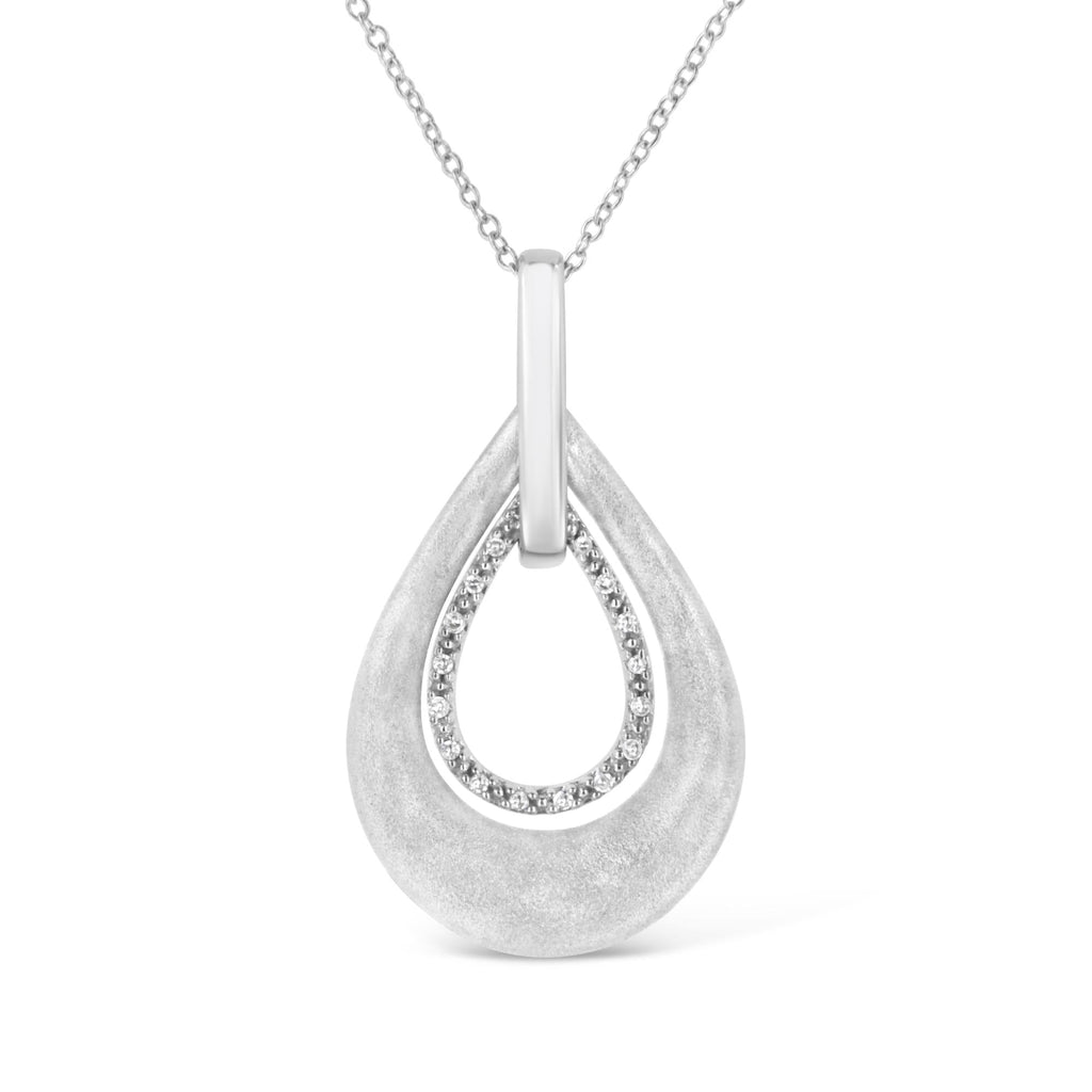 .925 Sterling Silver Prong-Set Diamond Accent Fashion Double Drop Design 18in Pendant Necklace (I-J Color, I1-I2 Clarity)