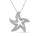 .925 Sterling Silver Prong-Set Diamond Accent Starfish 18in Pendant Necklace (I-J Color, I1-I2 Clarity)