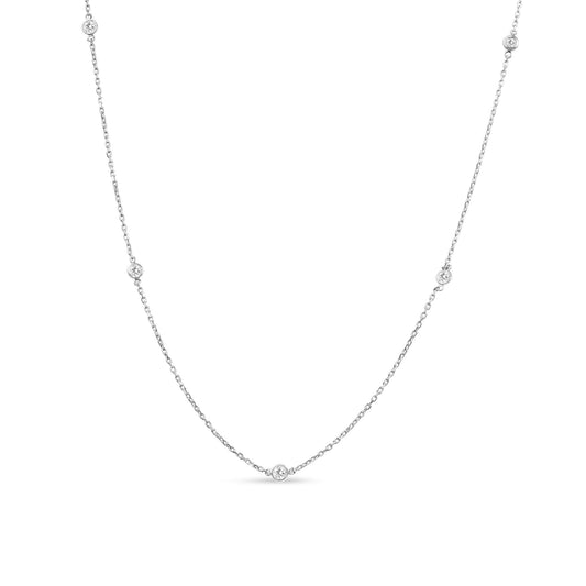 .925 Sterling Silver 1/2 Cttw Bezel Set Lab Grown Diamond 5 Station Necklace  - 18in