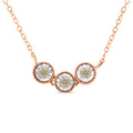 10K Rose and White Gold Plated .925 Sterling Silver 1/4 Cttw Miracle-Set Champagne Diamond Triple Circle 18in Necklace (I2-I3 Clarity)