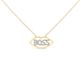 14K Yellow Gold Plated Silver 1/4 Cttw Diamond Boss Pendant Necklace - 18 Inch