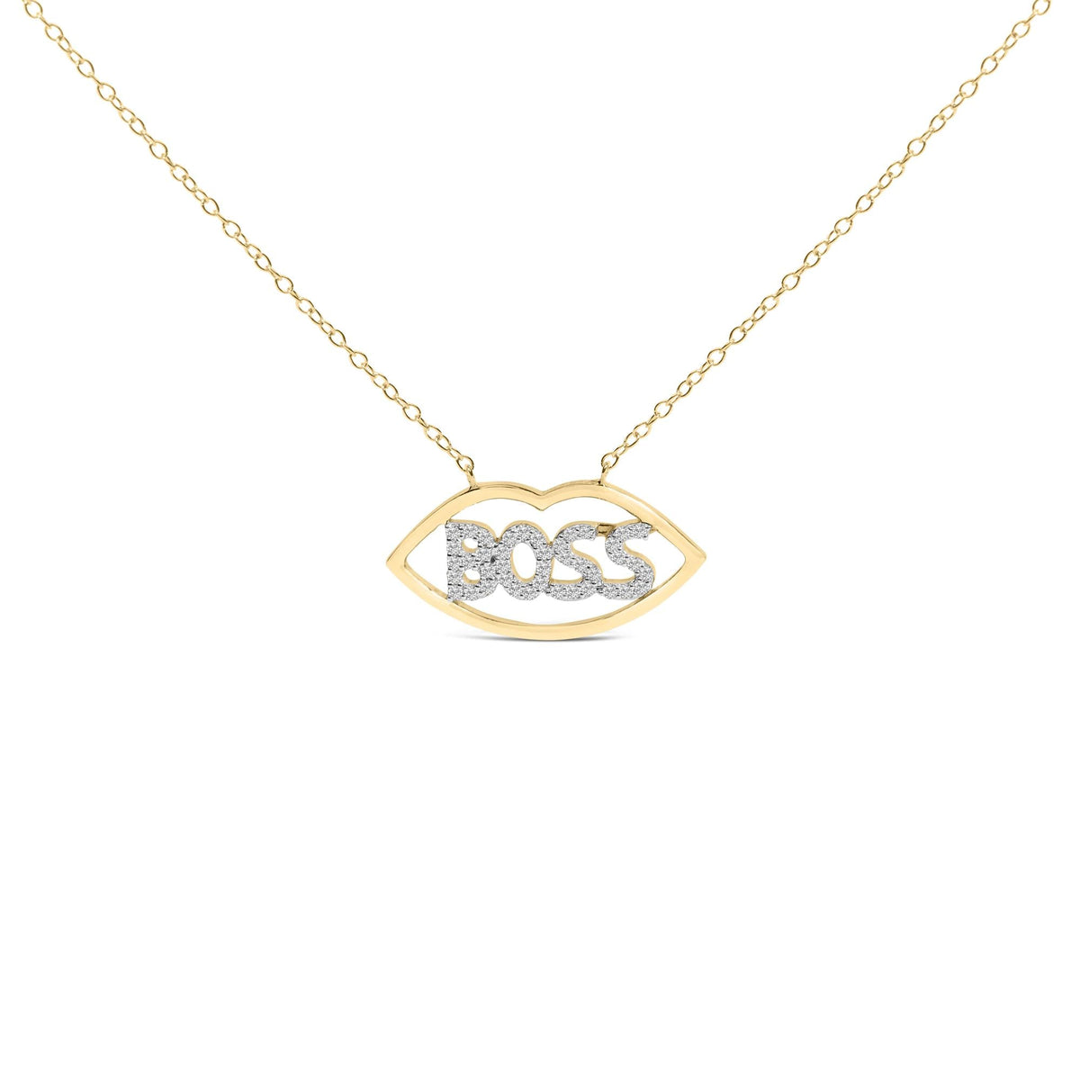 14K Yellow Gold Plated Silver 1/4 Cttw Diamond Boss Pendant Necklace - 18 Inch