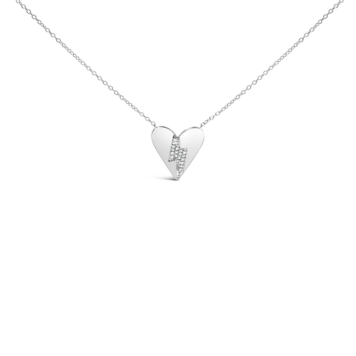 .925 Sterling Silver Diamond Broken Heart Pendant Necklace (H-I Color, I1-I2 Clarity) - 18in