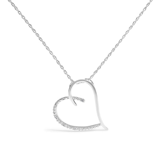 .925 Sterling Silver Diamond Accent Open Heart Slide Pendant Necklace (J-K Color, I2-I3 Clarity) - 18 Inches
