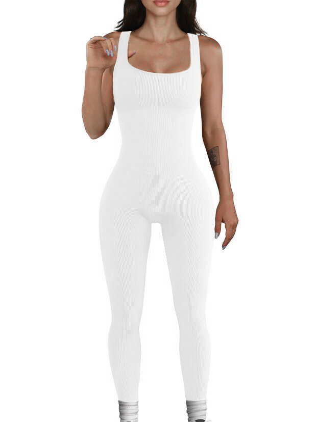 Strap Sculpt: Ribbed Suspender Tank Bodysuit Tights