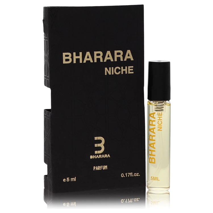 0.07 sample vial Bharara Niche perfume bottle and packaging on a white background