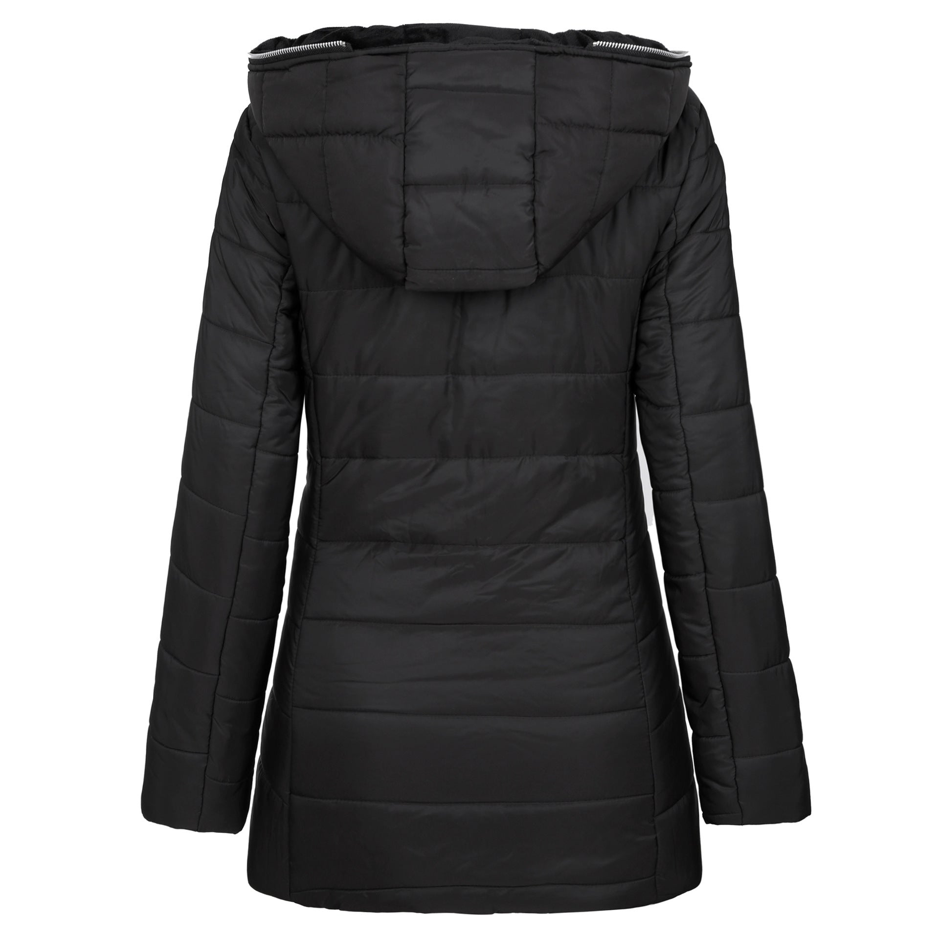 Velvet Whisper: Hooded Long-Sleeved Warm Cotton Puffer Jacket in Bold Hues