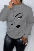 Women's Chic Printed Crew Neck Sweatshirt