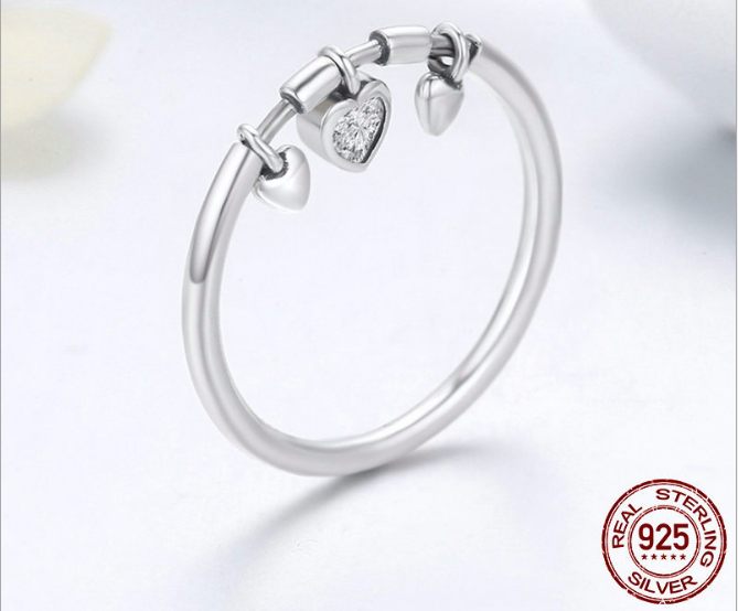 .925 sterling silver Heart Pendant Ring