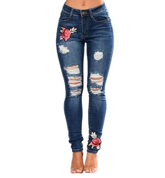 Get ready to channel your inner fashionista with our Ripped Rose Labeled Ladies Denim Jeans. Made with durable denim, these jeans feature trendy rips and a unique rose label to add that perfect touch of edginess to any outfit. Stay confident and stylish with these must-have jeans.