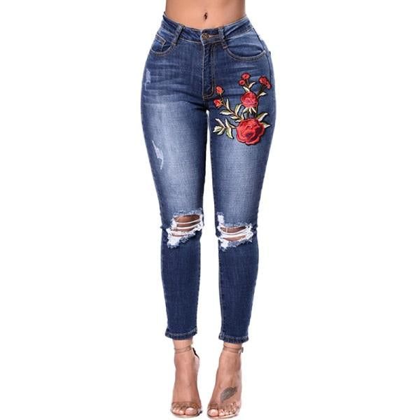 Get ready to channel your inner fashionista with our Ripped Rose Labeled Ladies Denim Jeans. Made with durable denim, these jeans feature trendy rips and a unique rose label to add that perfect touch of edginess to any outfit. Stay confident and stylish with these must-have jeans.