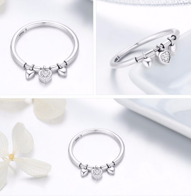 .925 sterling silver Heart Pendant Ring