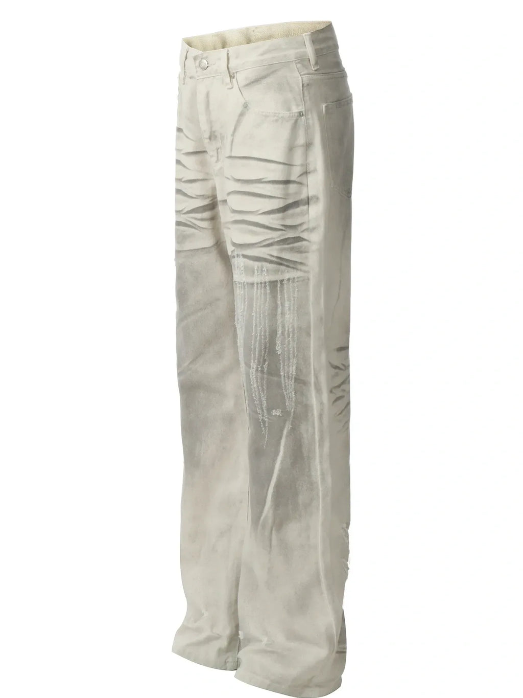 a pair of vintage washed off white jeans side view