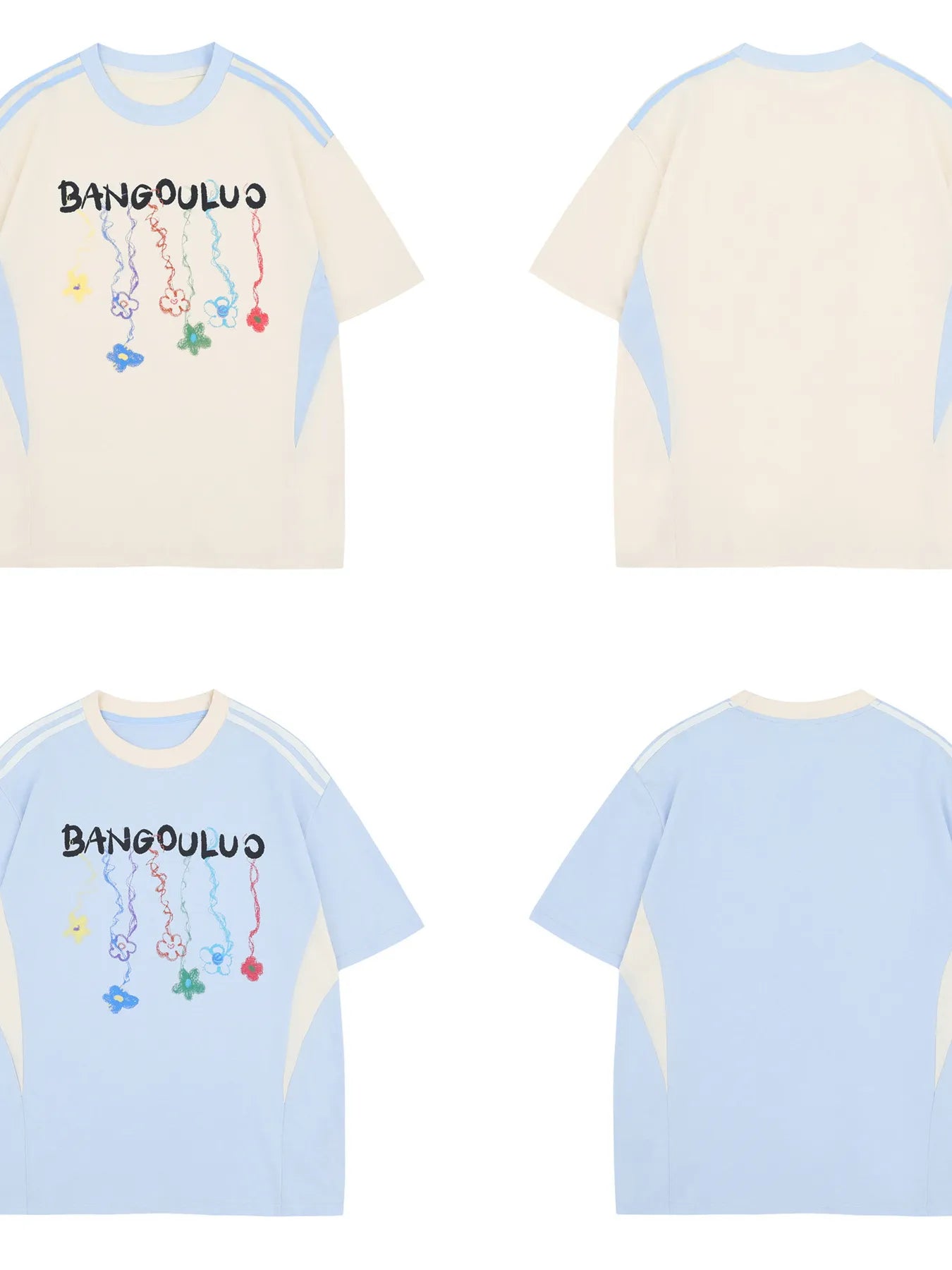 "Bangouluo" Graphic Short Sleeve T-Shirt front and back view