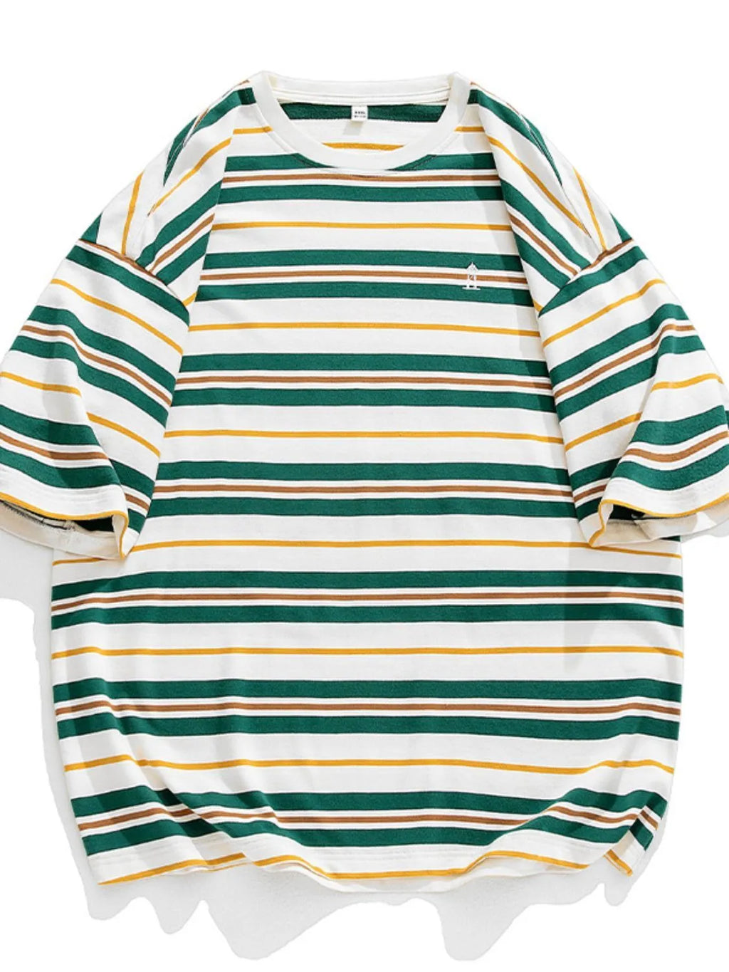 Men's dark green urban short sleeve stripe t-shirt