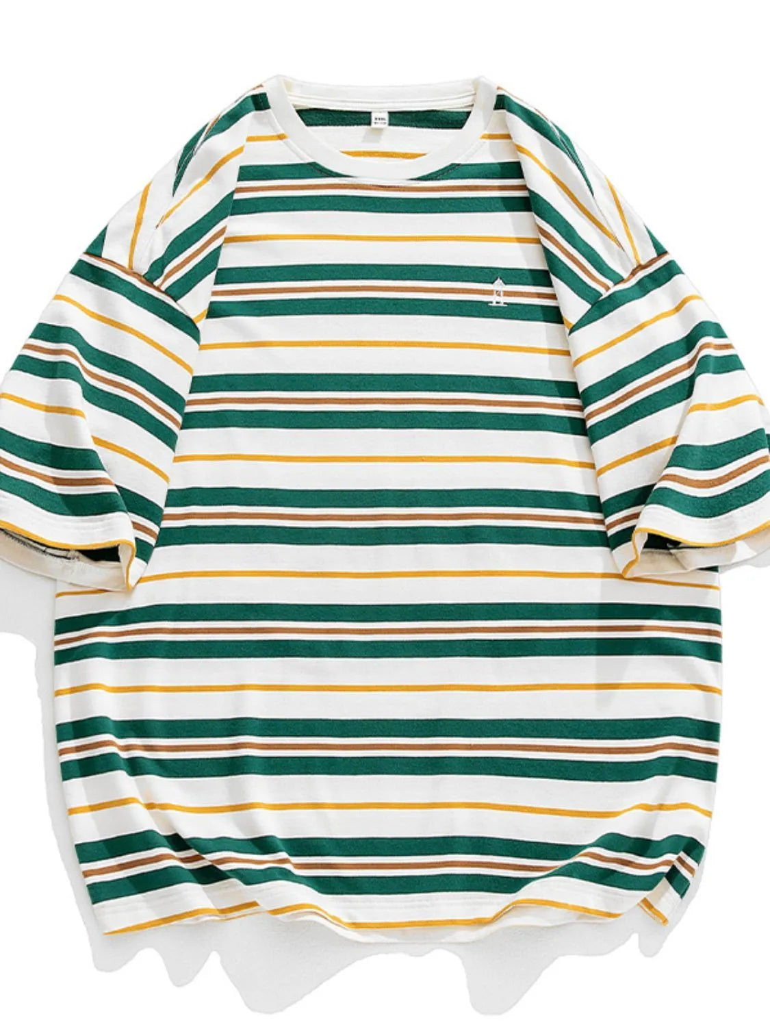 Men's dark green urban short sleeve stripe t-shirt