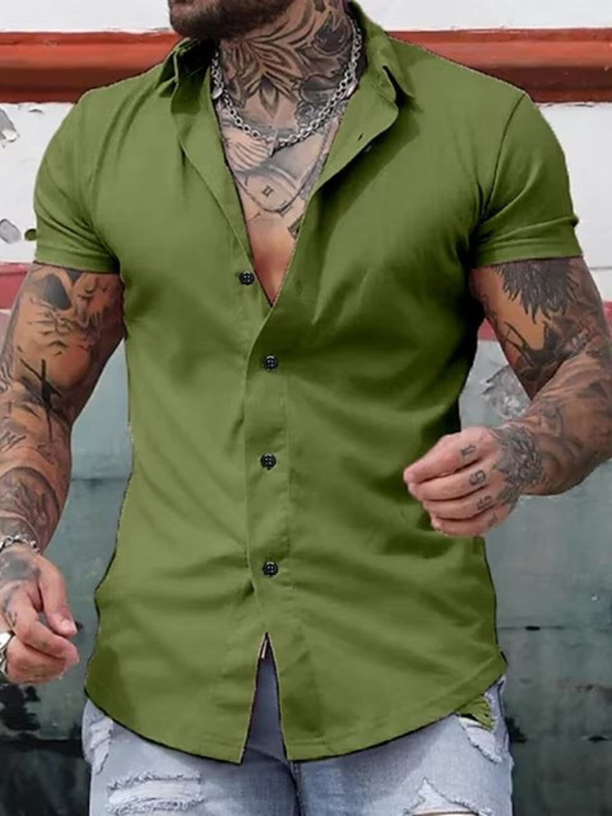 Men's Unleashed Slim Button-Down green Shirt