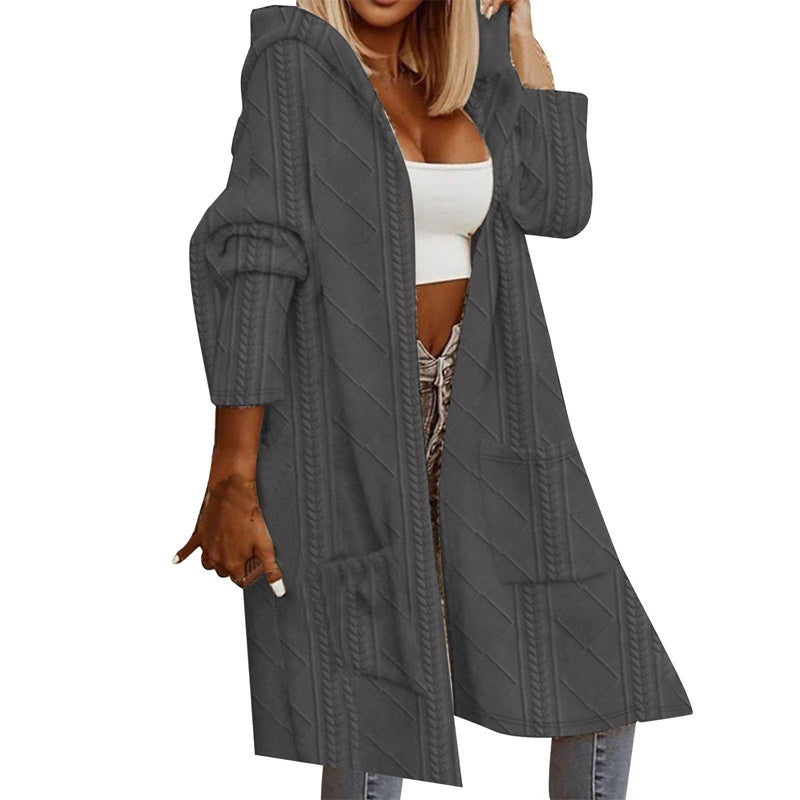 Textural Harmony: Oversized Hooded Longline Jacket for Seasonal Poise