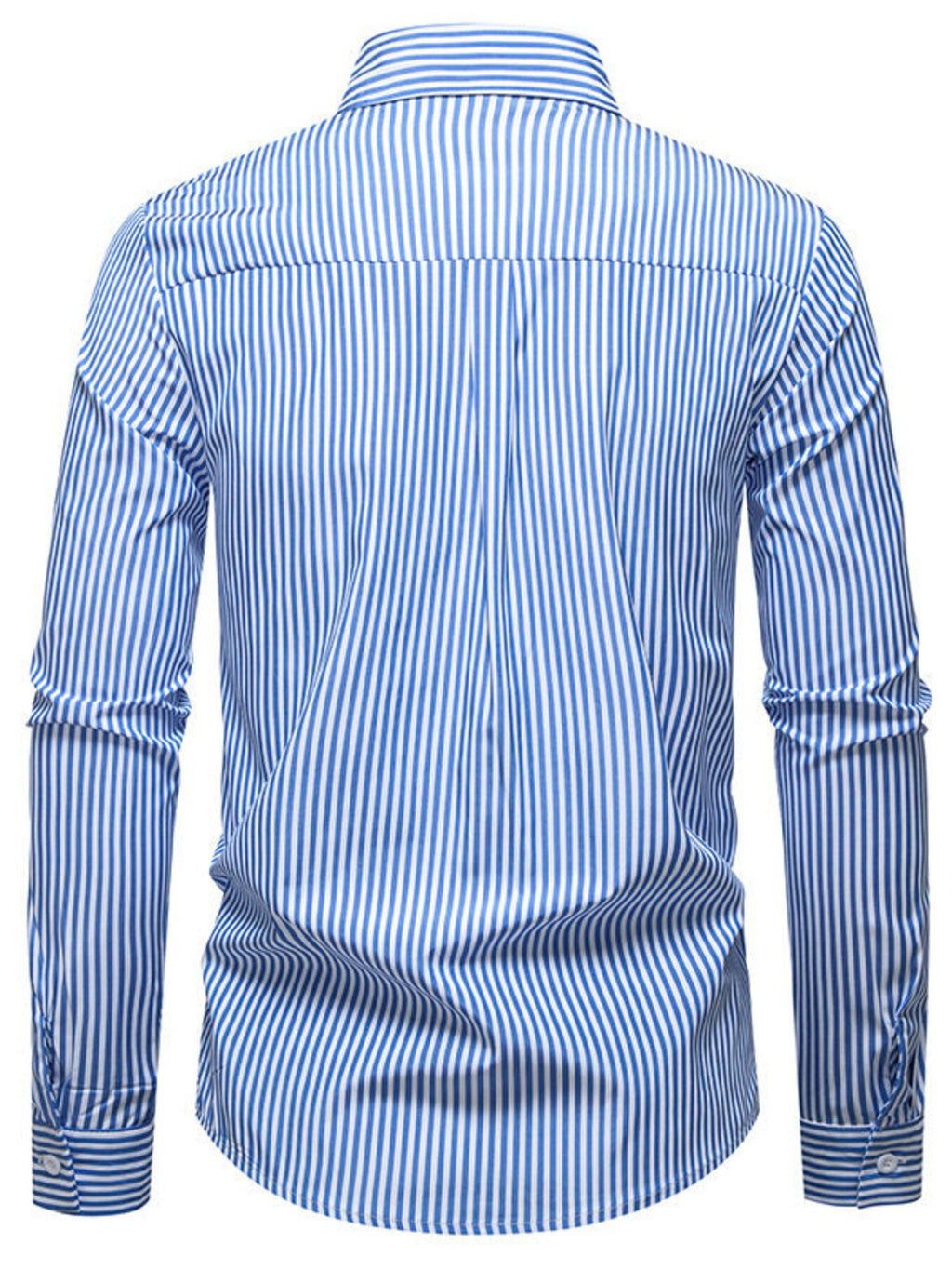 Men's Dynamic Striped Long Sleeve blue Shirt back