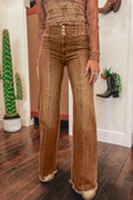 Model wearing Women's Vintage Copper High-Waist Jeans.