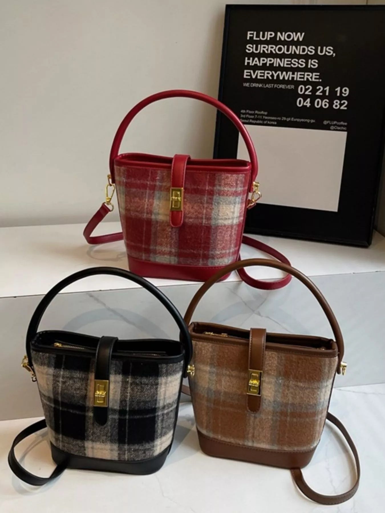 Plaid Pail: Plaid Bucket Crossbody Bag