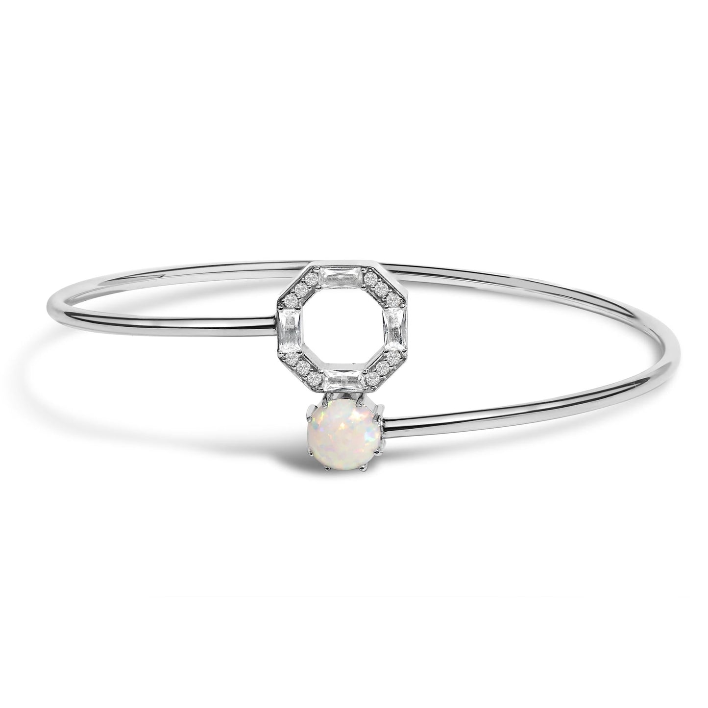 Sterling Silver Opal Bangle: Embrace Celestial Elegance