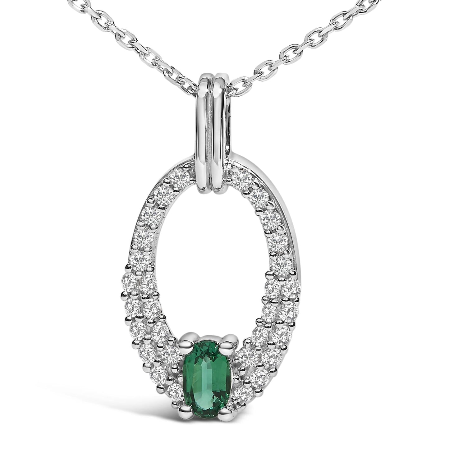 Elegant .925 Sterling Silver Emerald Glow Necklace