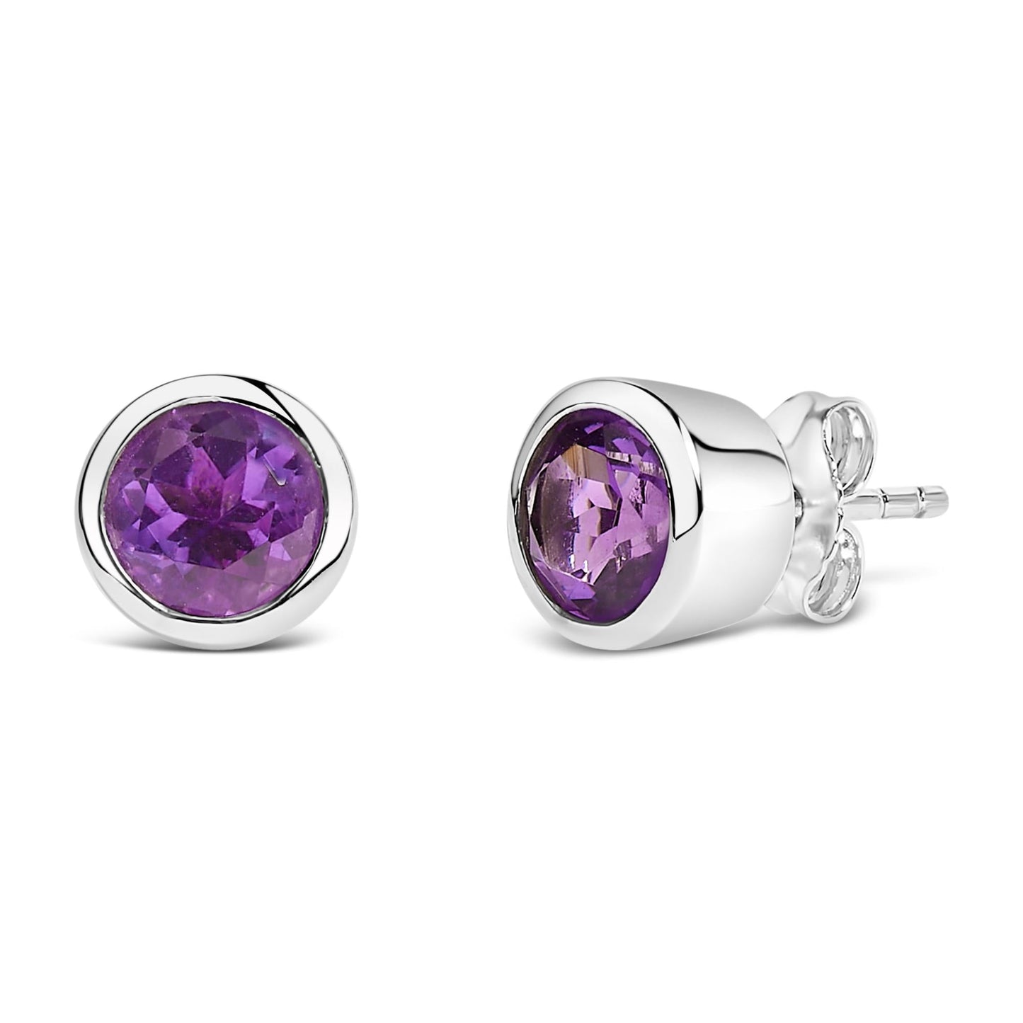 Elevate Your Ensemble with Rhodium-Plated Sterling Silver Amethyst Gems