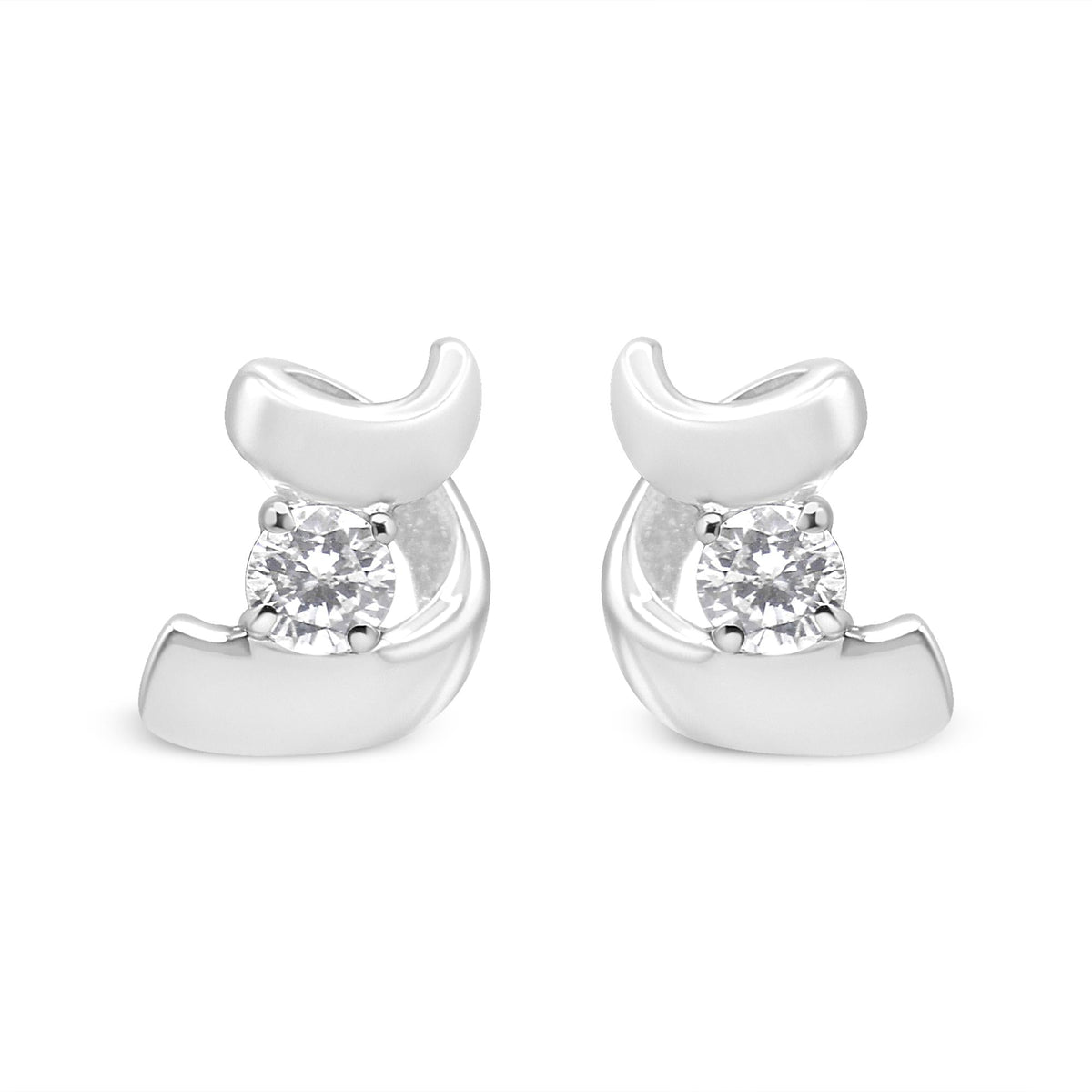 .925 Sterling Silver Round Cut Diamond Fashion Earrings (0.10 cttw, I-J Color, I2-I3 Clarity)