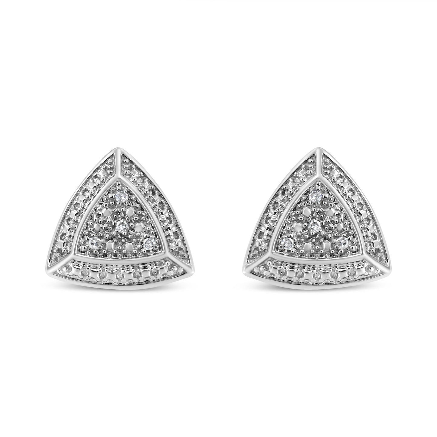 Triangular diamond earrings on a white background