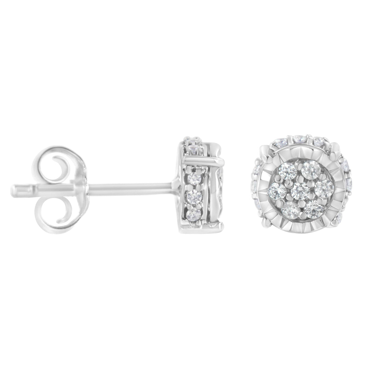 .925 Sterling Silver 1/3 cttw Round-cut Diamond Floral Stud Earring (I-J Clarity, I3 Color)
