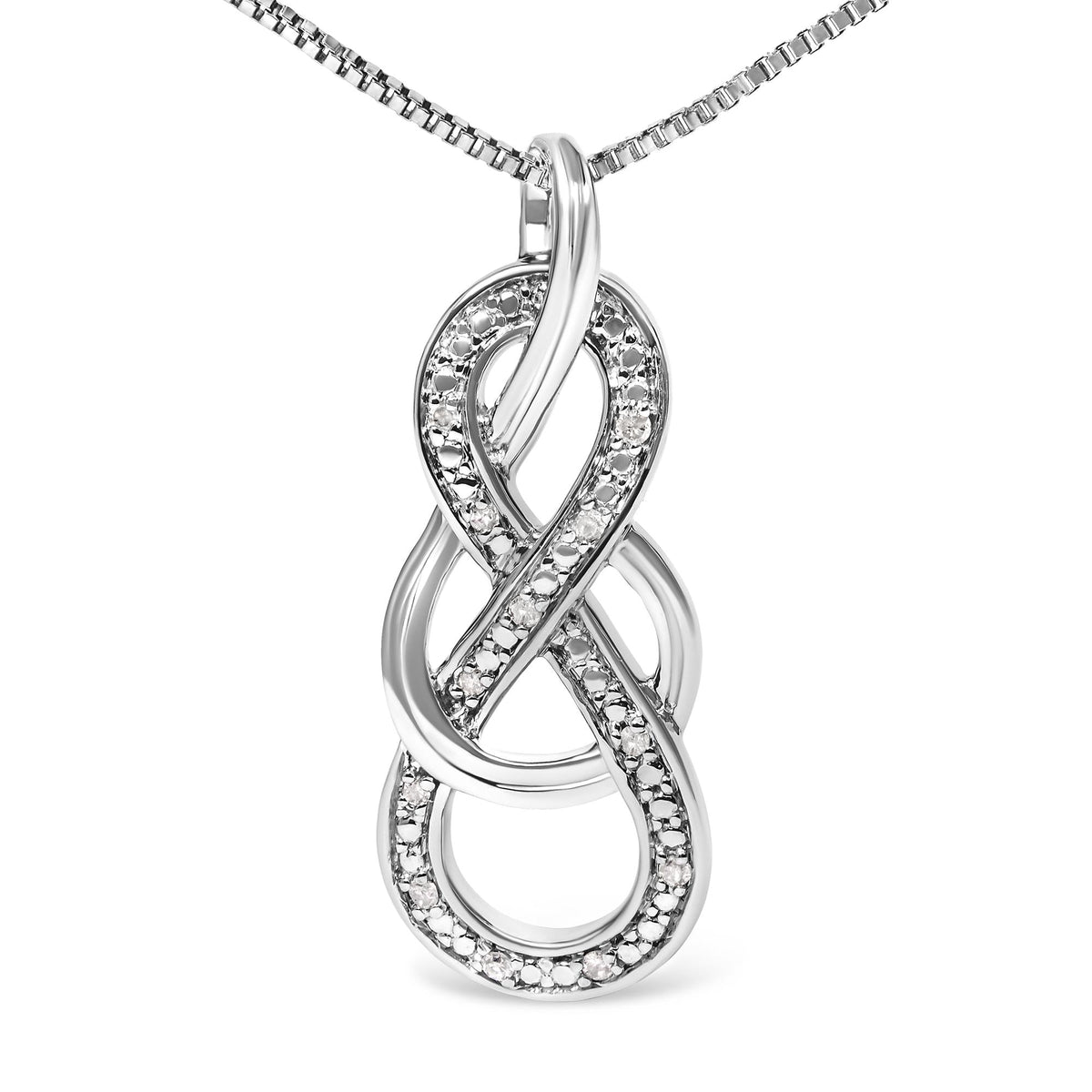 925 Sterling Silver Diamond Accent Interlocking Infinity Pendant Necklace (H-I Color, I2-I3 Clarity) - 18in
