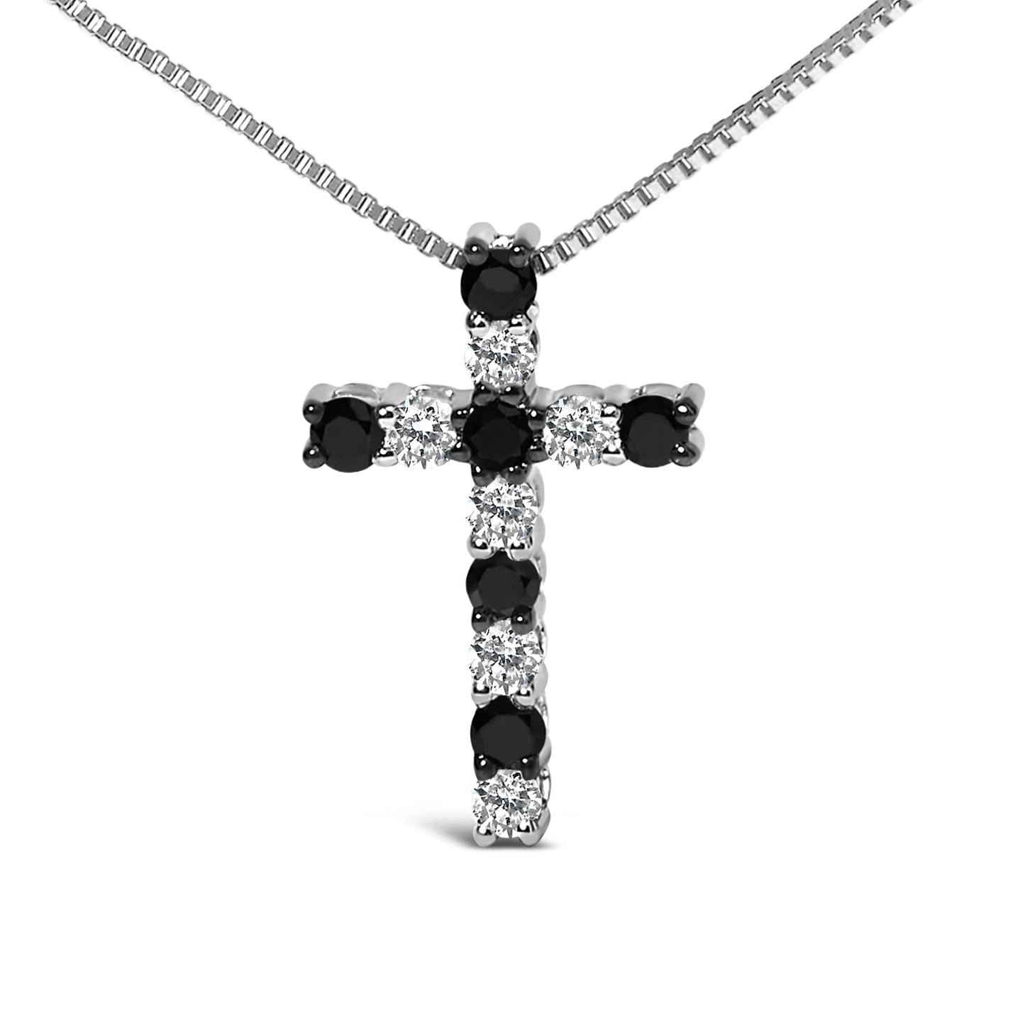 Elegant Rhodium-Plated Sterling Silver Cross Necklace of Faith