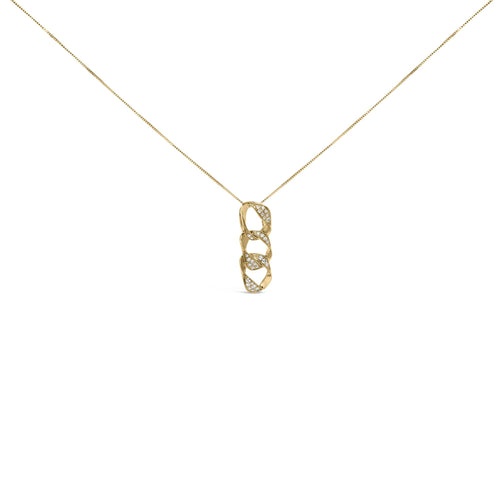 14K Yellow Gold Plated .925 Sterling Silver 1/6 Cttw Diamond Interlocking Triple Asymmetric Circle Hoop 18in Pendant Necklace (H-I Color, I1-I2 Clarity)