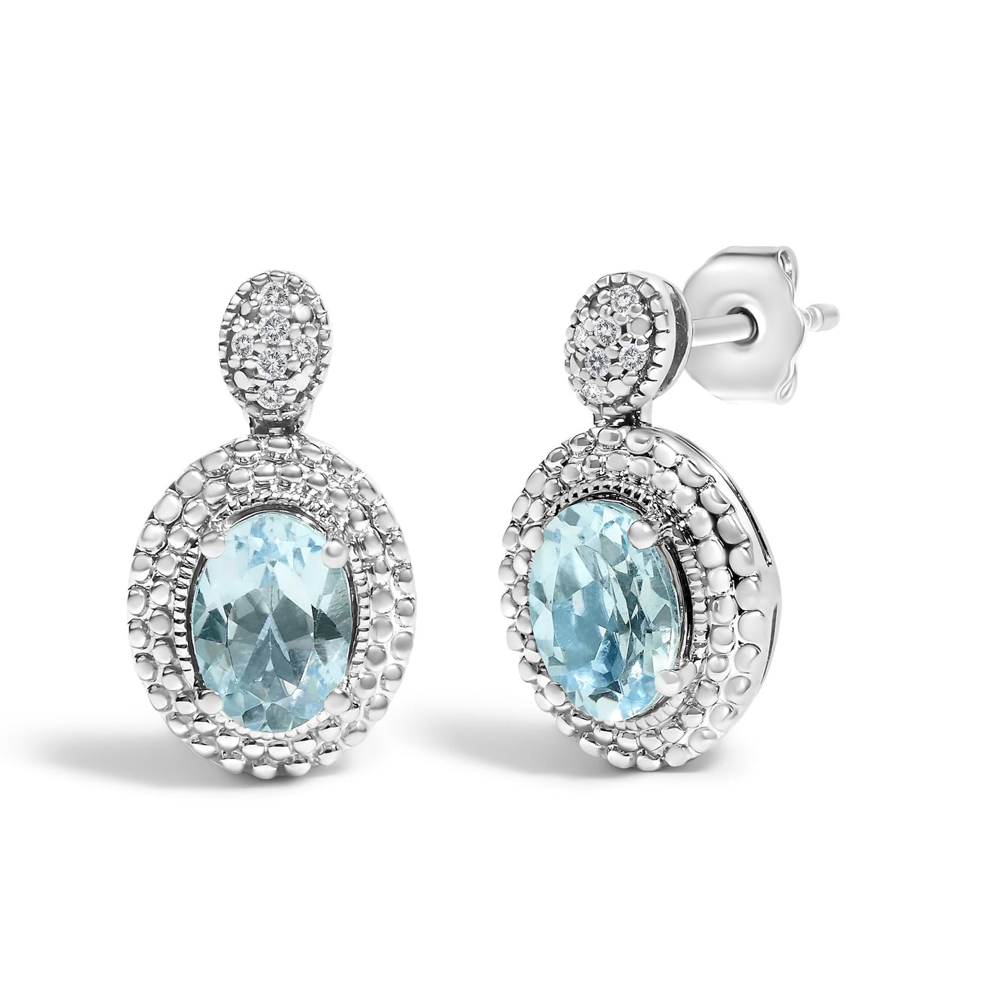 Elevate Your Style with Rhodium-Plated Sterling Silver Blue Topaz Earrings