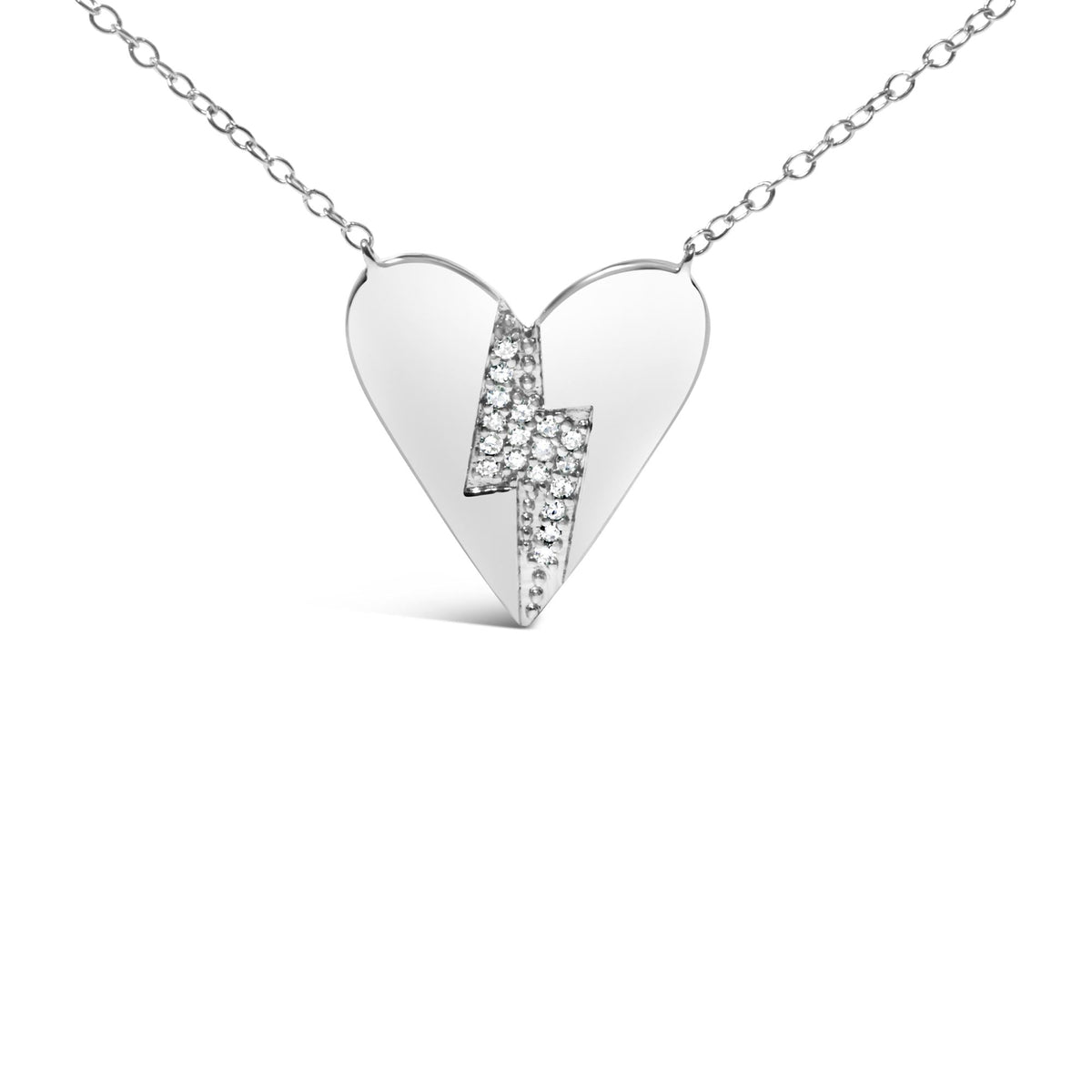 .925 Sterling Silver Diamond Broken Heart Pendant Necklace (H-I Color, I1-I2 Clarity) - 18in