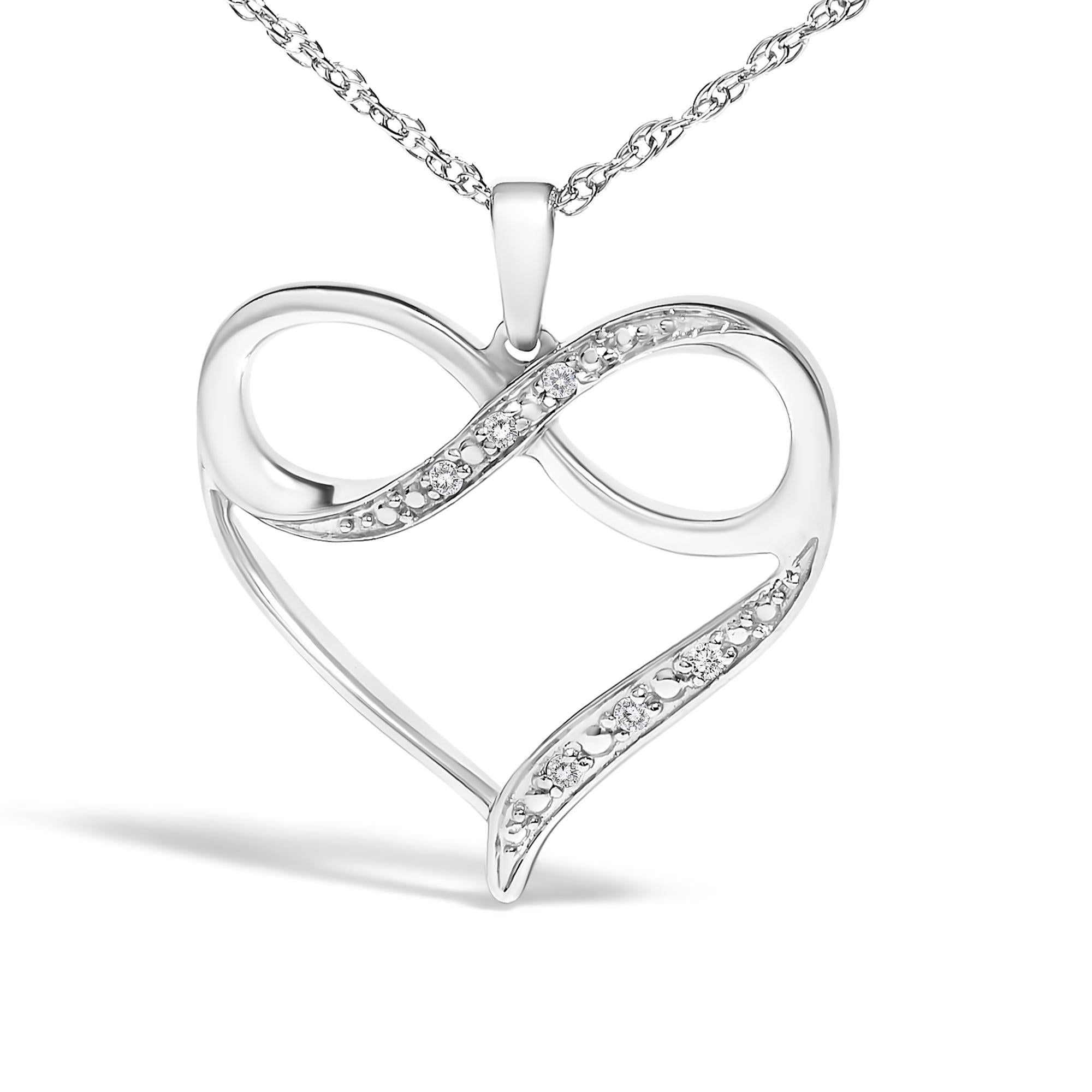 .925 Sterling Silver Diamond Accent Infinity Heart Love Pendant Necklace (J-K Color, I2-I3 Clarity) - 18 Inches