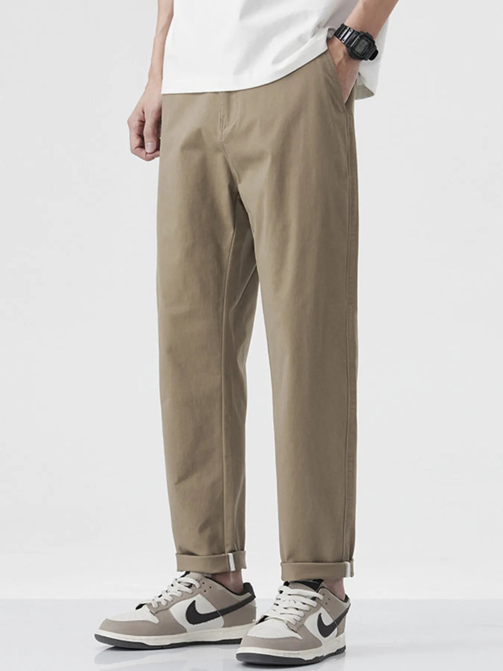 Men's brown High Ankle Casual Pants side view