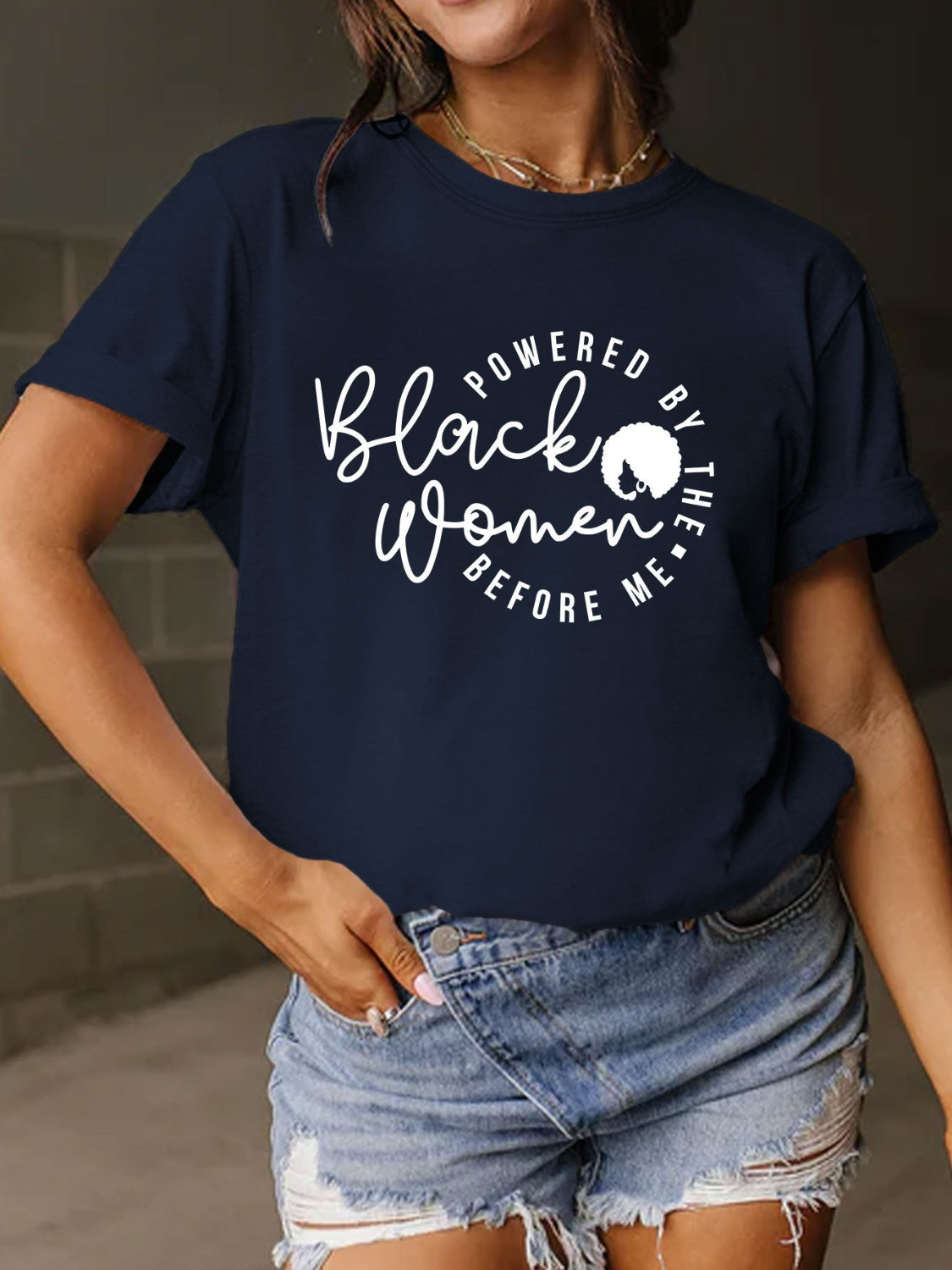 Navy Powered By The Black Women Before Me T-Shirt