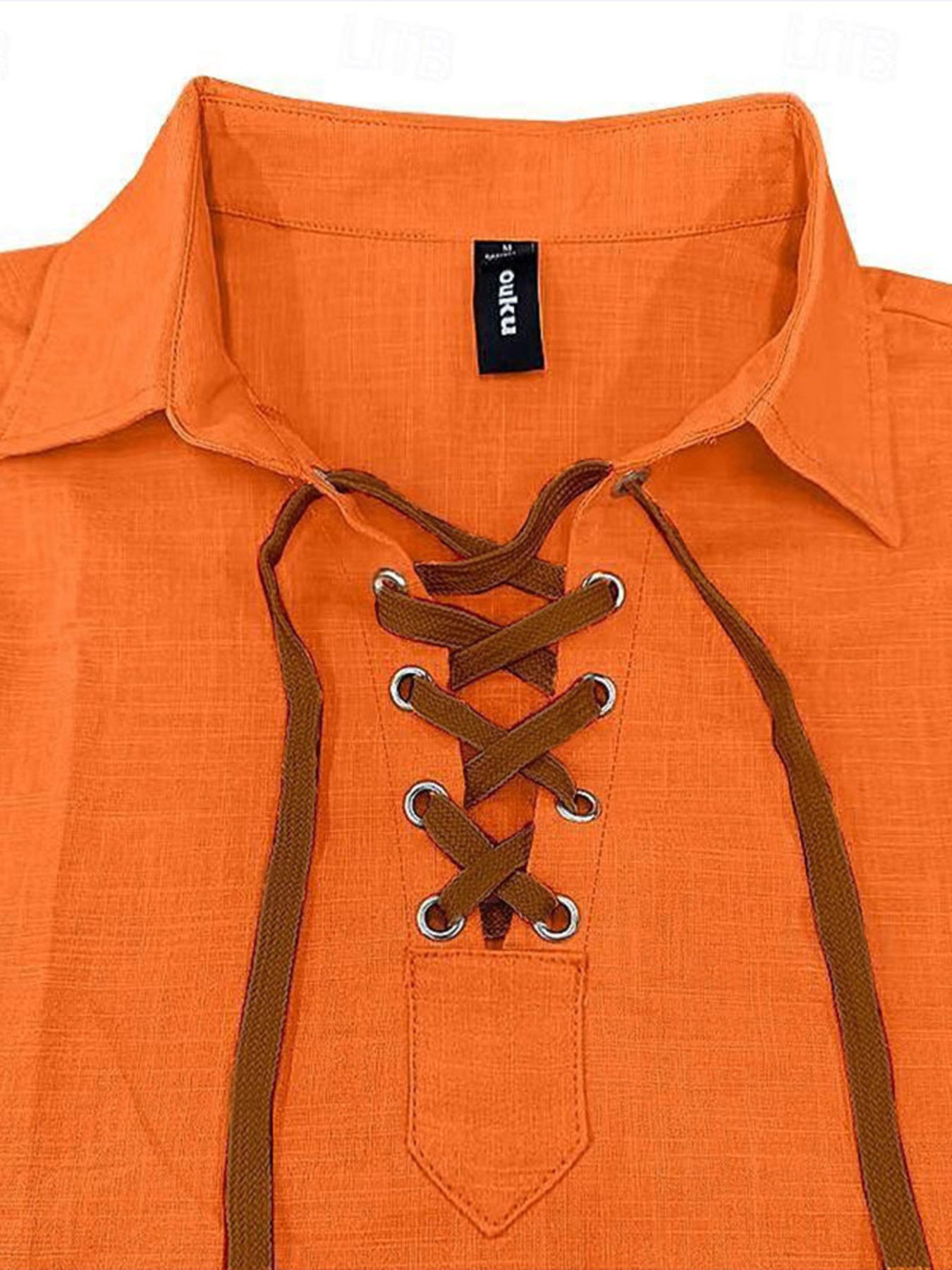 Men's Heritage Lace-Up Henley Long Sleeve Shirt collar view