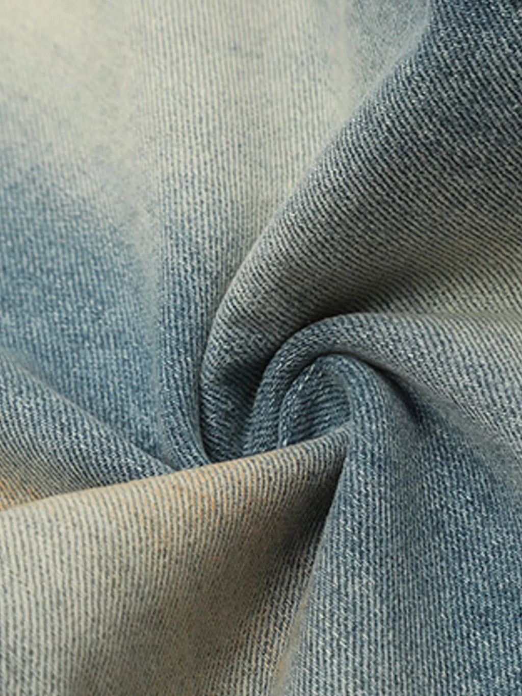 Men's Washed Straight Leg Jeans fabric detail close up
