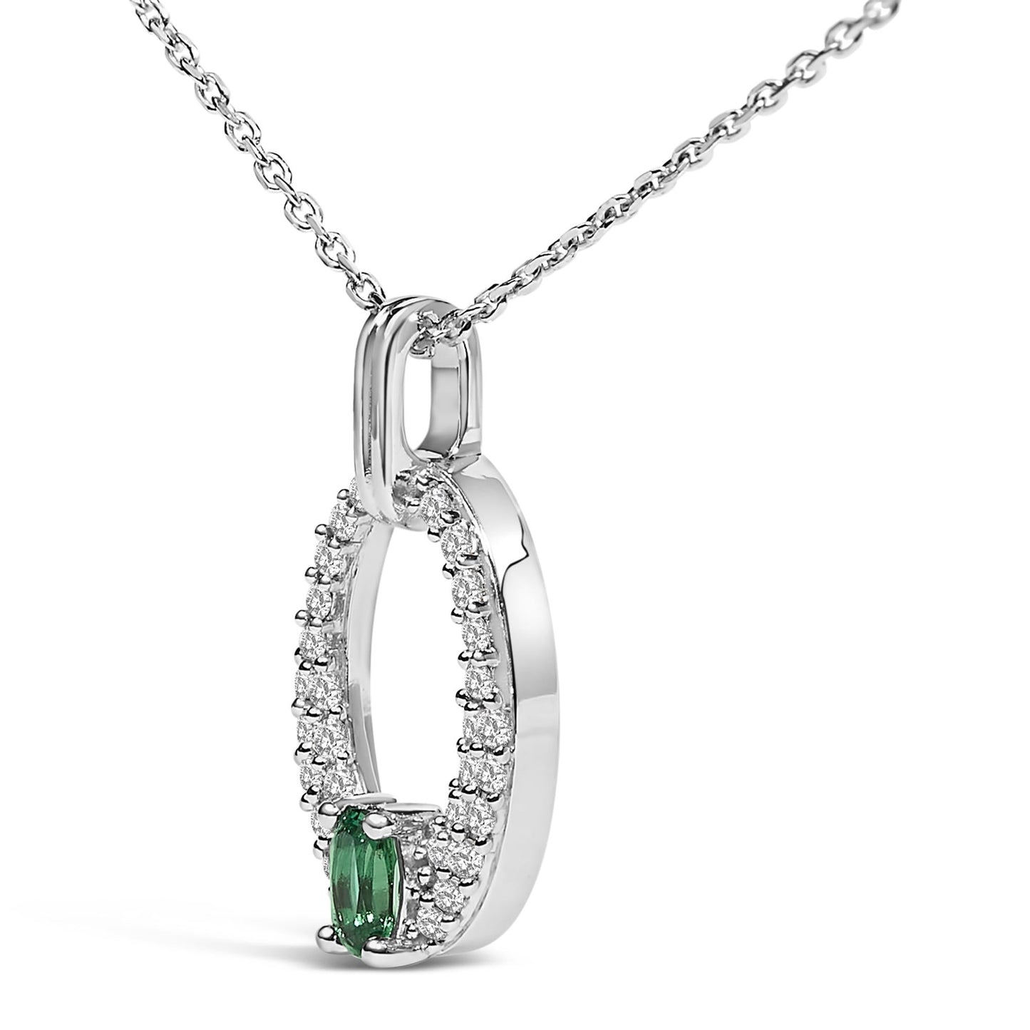 Elegant .925 Sterling Silver Emerald Glow Necklace